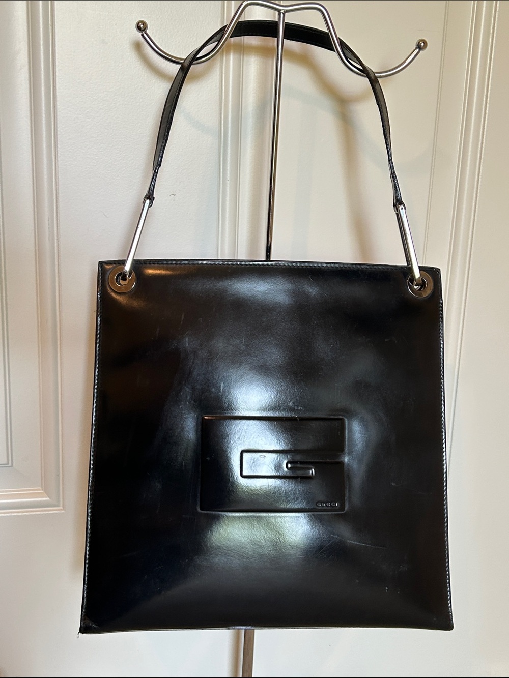 Gucci Square G Tom Ford black leather structured bag